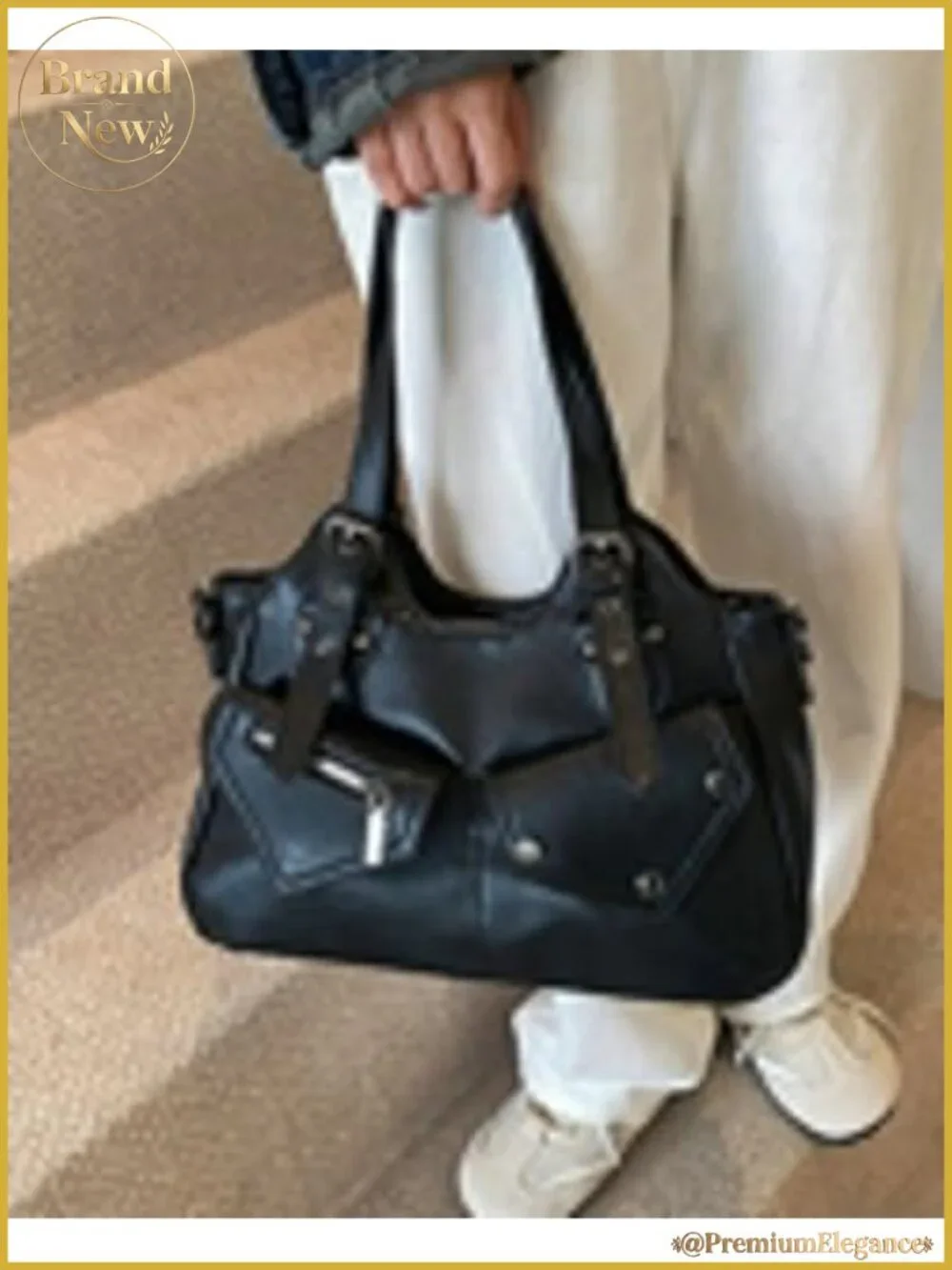 Vintage Large Capacity Leather Hobo Tote Bag Women Shoulder Crossbody Purse Y2K